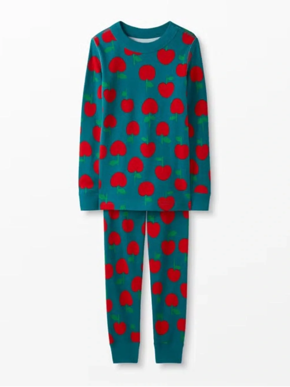 Hanna Andersson apple print long john pajama set size 5
